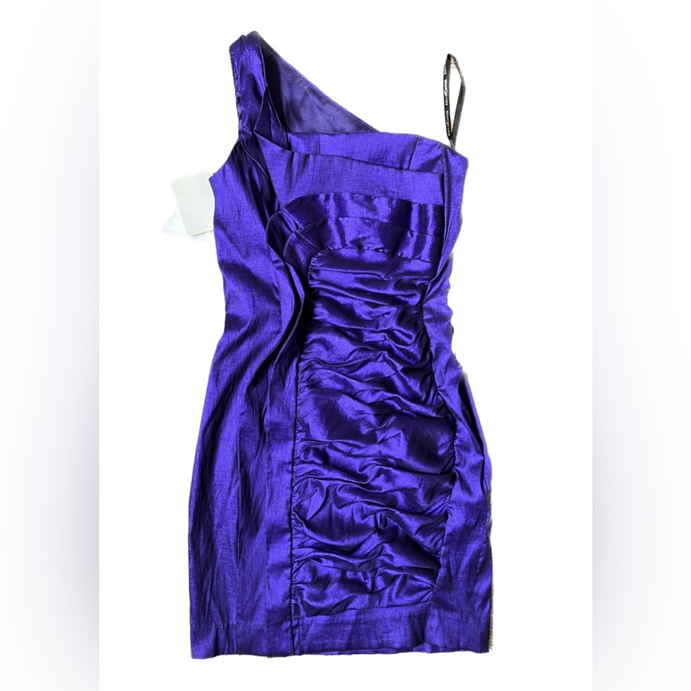 NWT Y2K Jessica McClintock Purple One Shoulder Bodycon Party Dress Prom XS